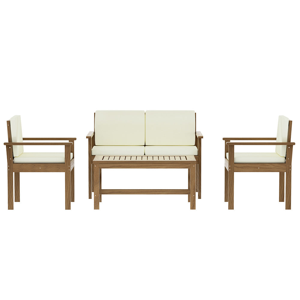 Gardeon 4-Piece Outdoor Sofa Set Wooden Couch Lounge Setting - VogueDecor.au