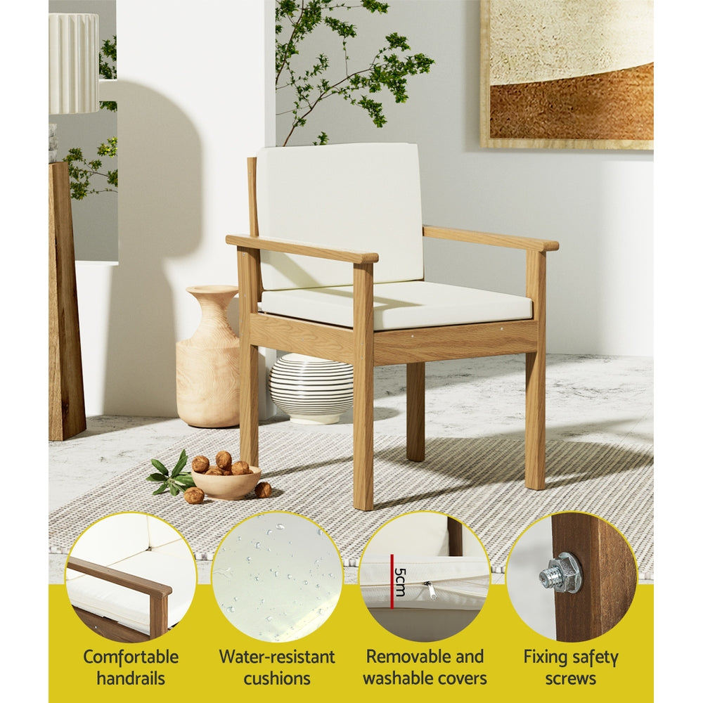 Gardeon 4-Piece Outdoor Sofa Set Wooden Couch Lounge Setting - VogueDecor.au