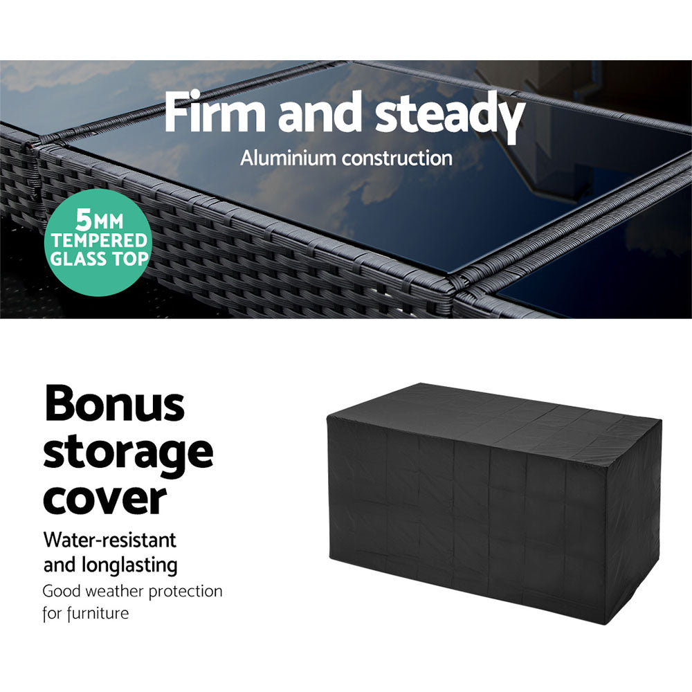 Gardeon 5-Piece Outdoor Bar Set Dining Table Stools Wicker Patio Setting - VogueDecor.au