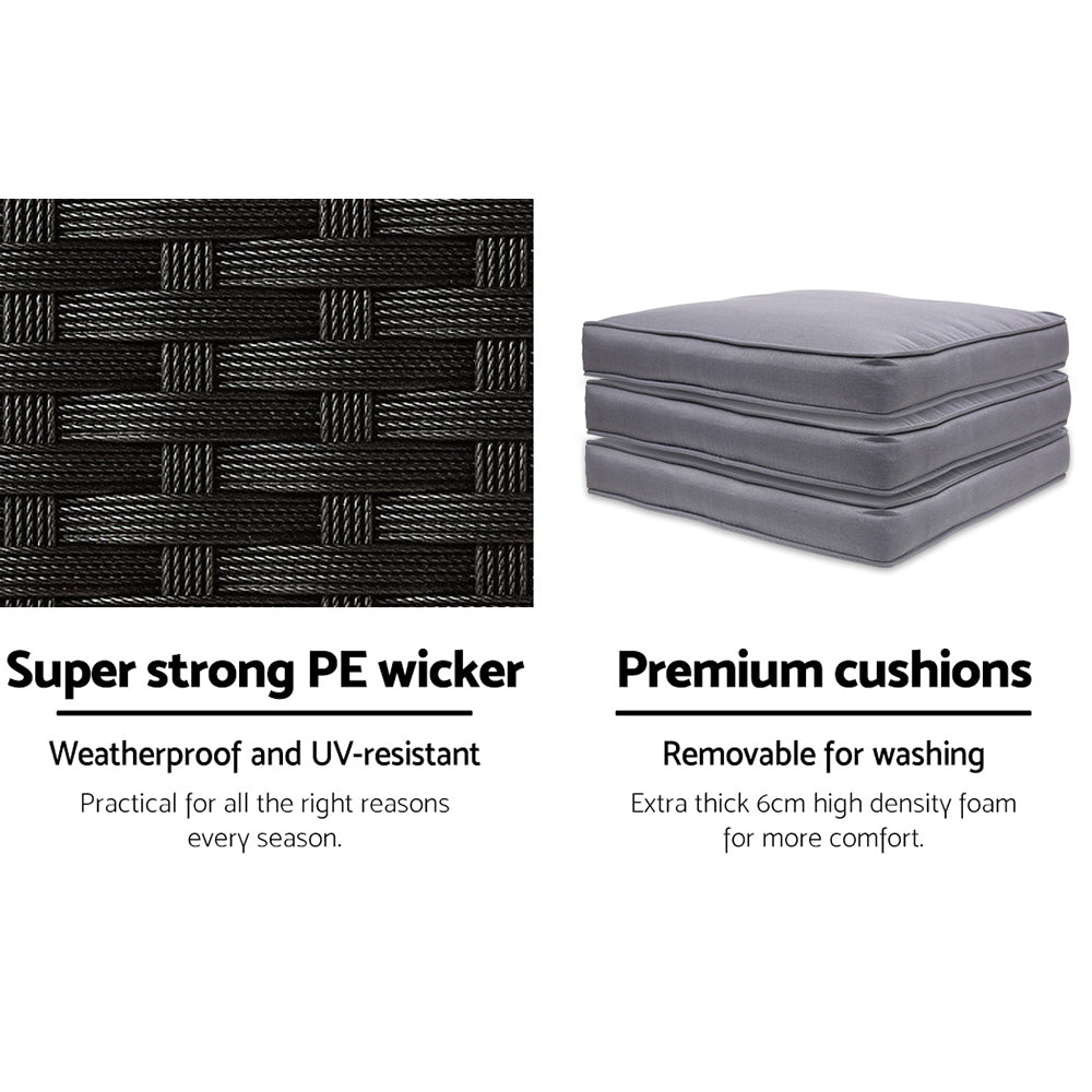 Gardeon 5-Piece Outdoor Bar Set Dining Table Stools Wicker Patio Setting - VogueDecor.au