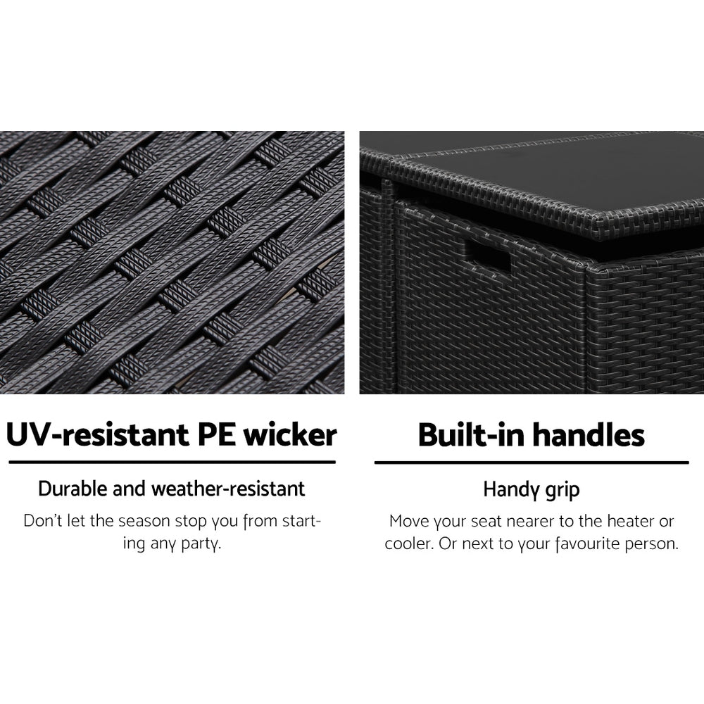 Gardeon Outdoor Dining Set 5 Piece Wicker Table Chairs Setting Black - VogueDecor.au