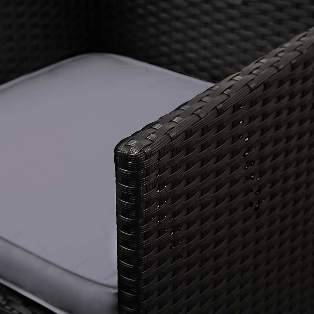 Gardeon Outdoor Dining Set 5 Piece Wicker Table Chairs Setting Black - VogueDecor.au