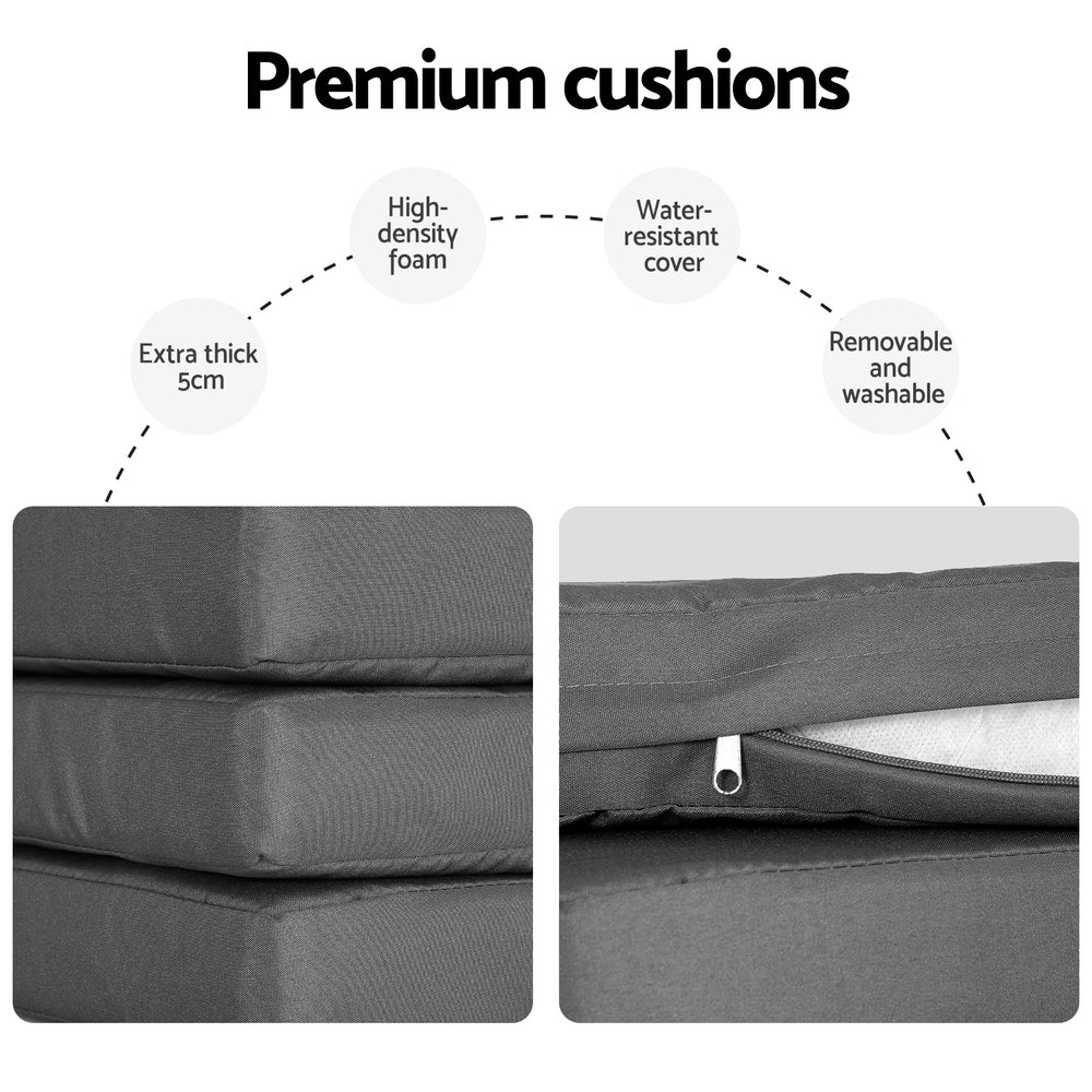 Gardeon Outdoor Dining Set 9 Piece Steel Table Chairs Setting White - VogueDecor.au