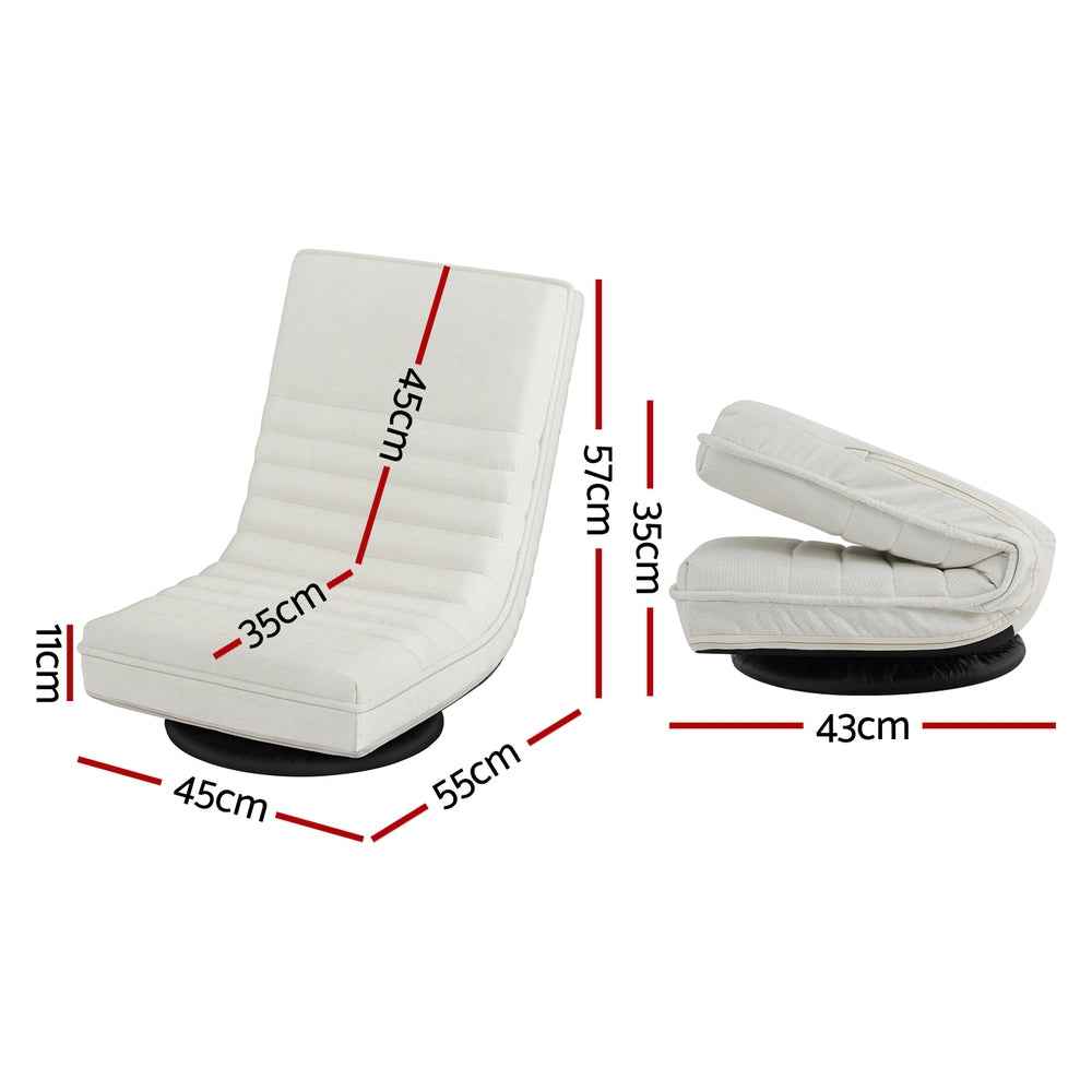 Artiss Floor Lounge Sofa Swivel Foldable Linen White - VogueDecor.au