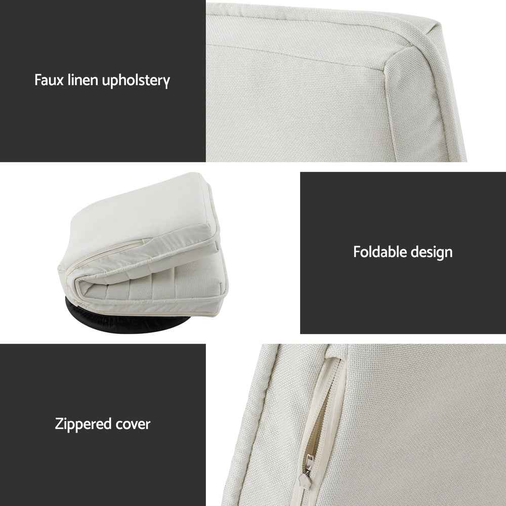 Artiss Floor Lounge Sofa Swivel Foldable Linen White - VogueDecor.au