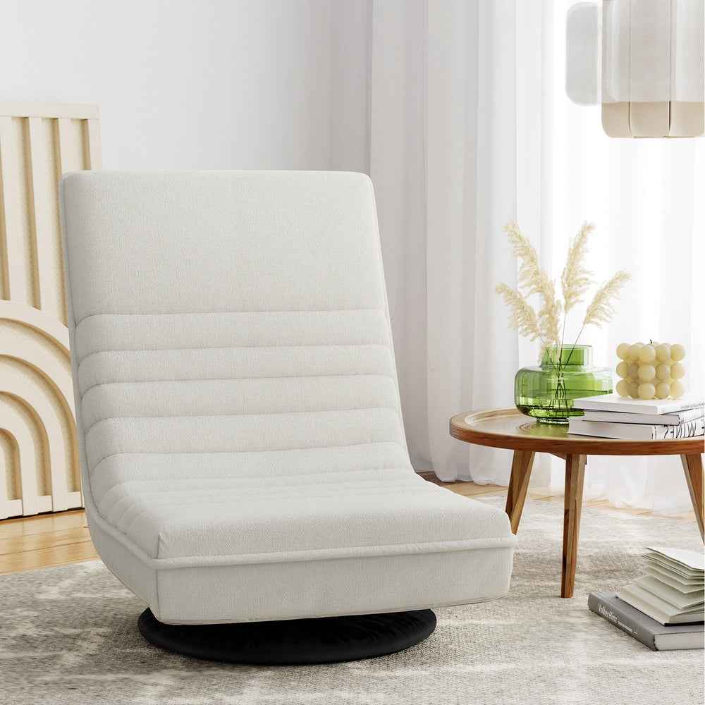 Artiss Floor Lounge Sofa Swivel Foldable Linen White - VogueDecor.au