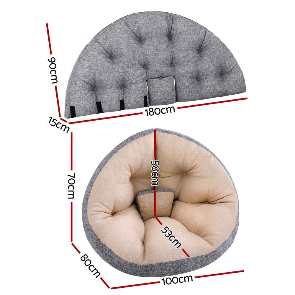 Artiss Floor Lounge Sofa Bed Chair Foldable Washable Beige - VogueDecor.au