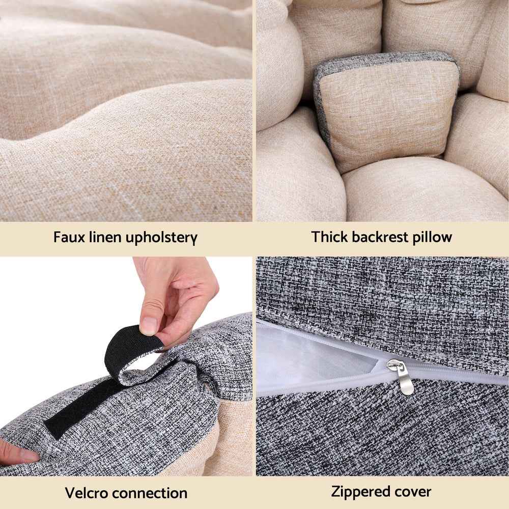 Artiss Floor Lounge Sofa Bed Chair Foldable Washable Beige - VogueDecor.au