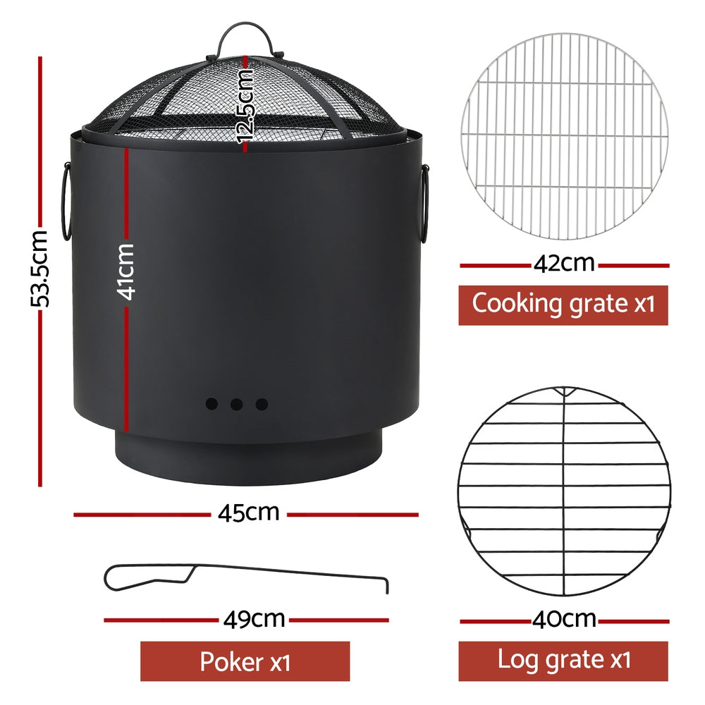 Grillz Fire Pit BBQ Portable Deep Bowl Outdoor Fireplace - VogueDecor.au