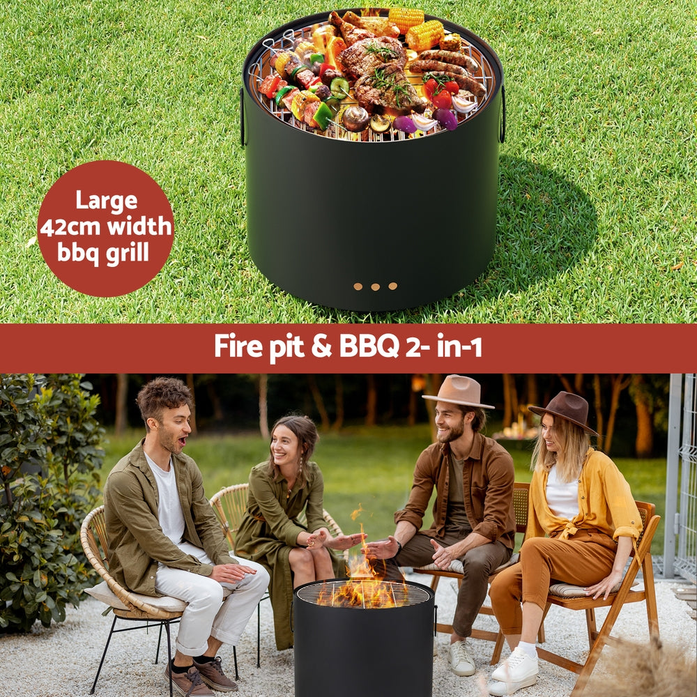 Grillz Fire Pit BBQ Portable Deep Bowl Outdoor Fireplace - VogueDecor.au