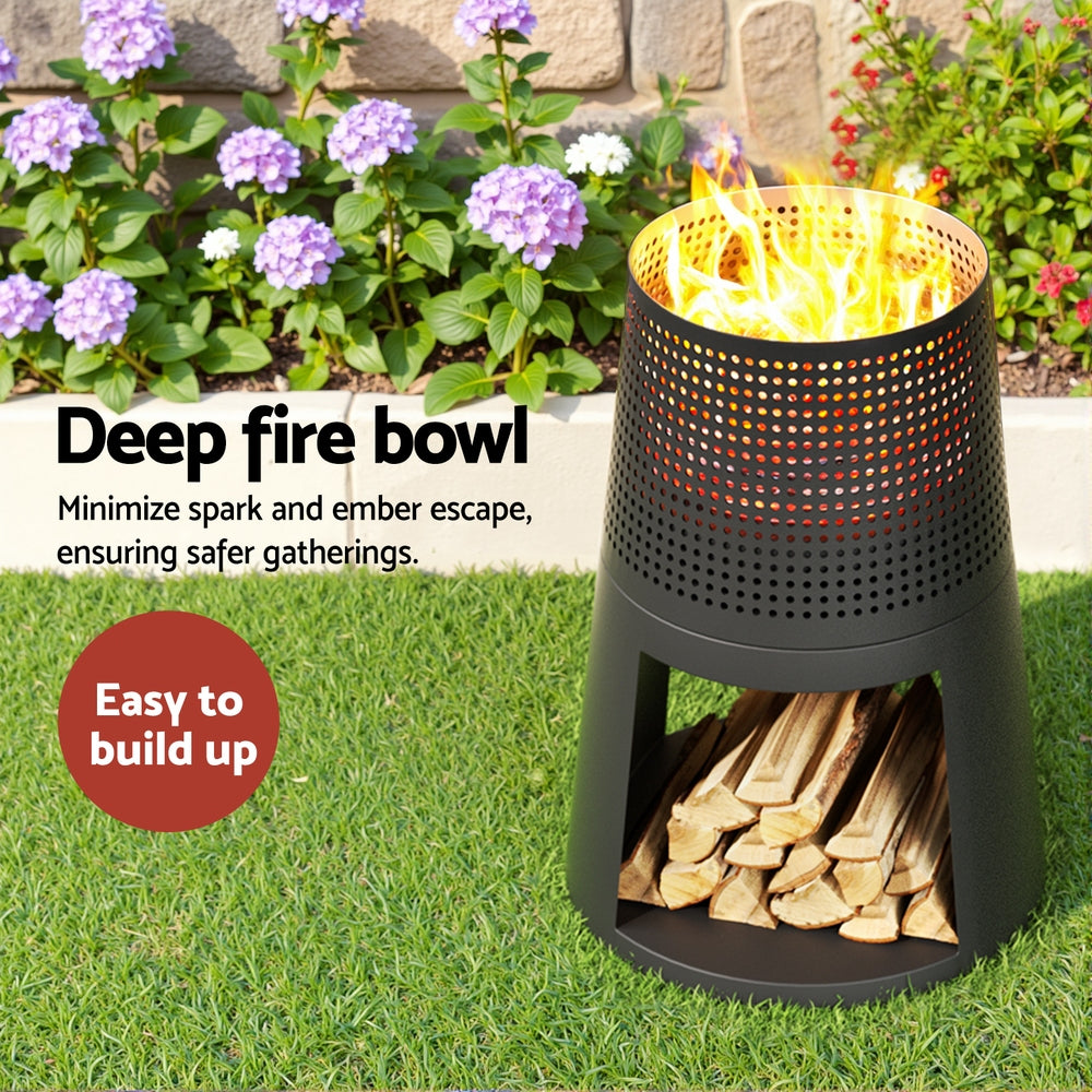 Grillz Fire Pit Deep Bowl Iron Outdoor Fireplace - VogueDecor.au