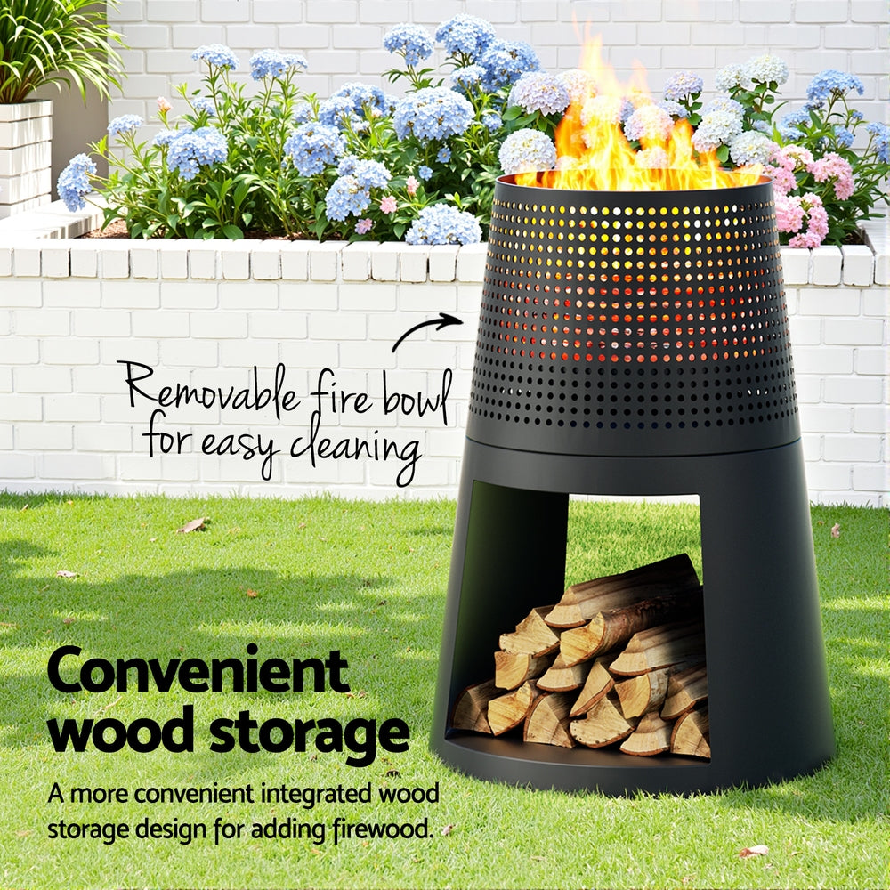 Grillz Fire Pit Deep Bowl Iron Outdoor Fireplace - VogueDecor.au