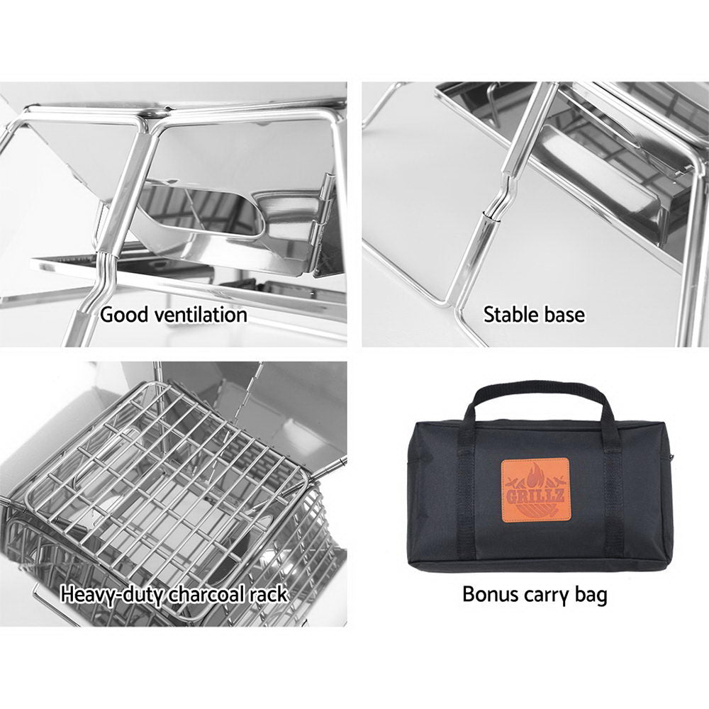 Grillz Fire Pit BBQ Grill with Carry Bag Portable - VogueDecor.au