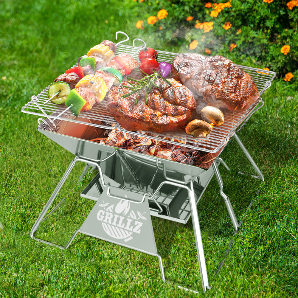 Grillz Fire Pit BBQ Grill with Carry Bag Portable - VogueDecor.au