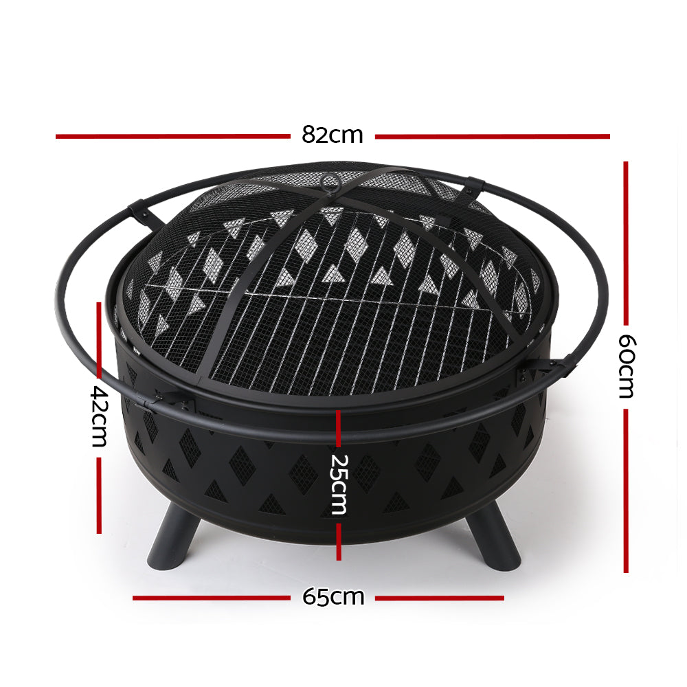 Grillz Fire Pit BBQ Grill 82cm - VogueDecor.au