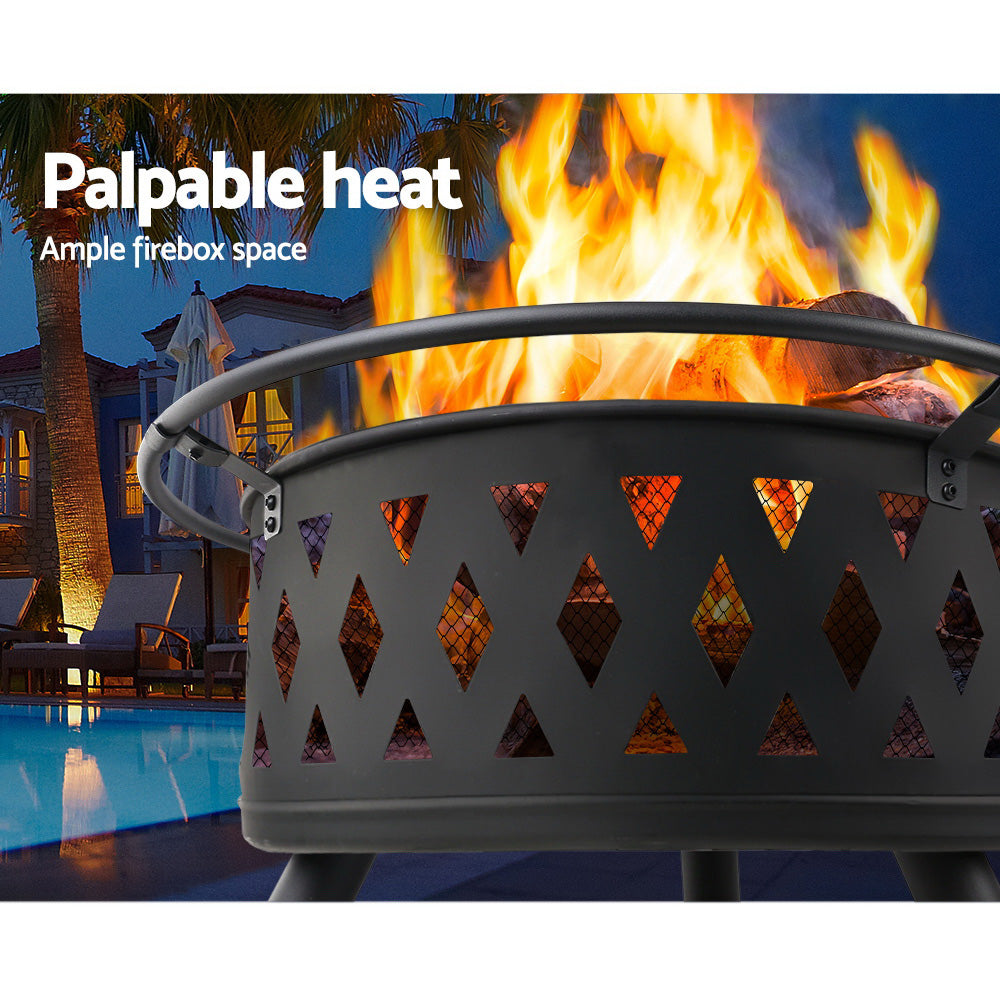 Grillz Fire Pit BBQ Grill 82cm - VogueDecor.au