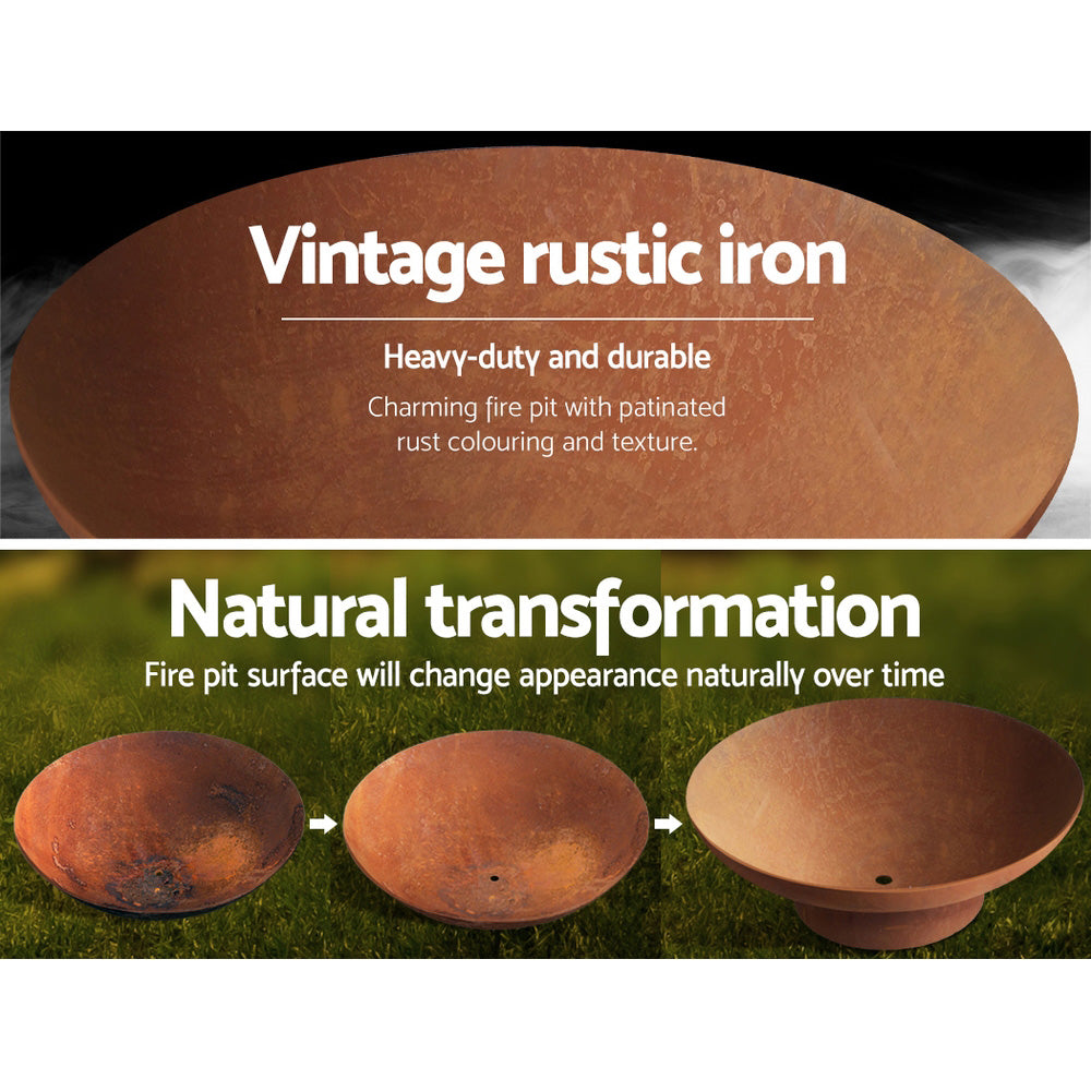 Grillz Fire Pit Bowl Cast Iron Rustic 70cm - VogueDecor.au