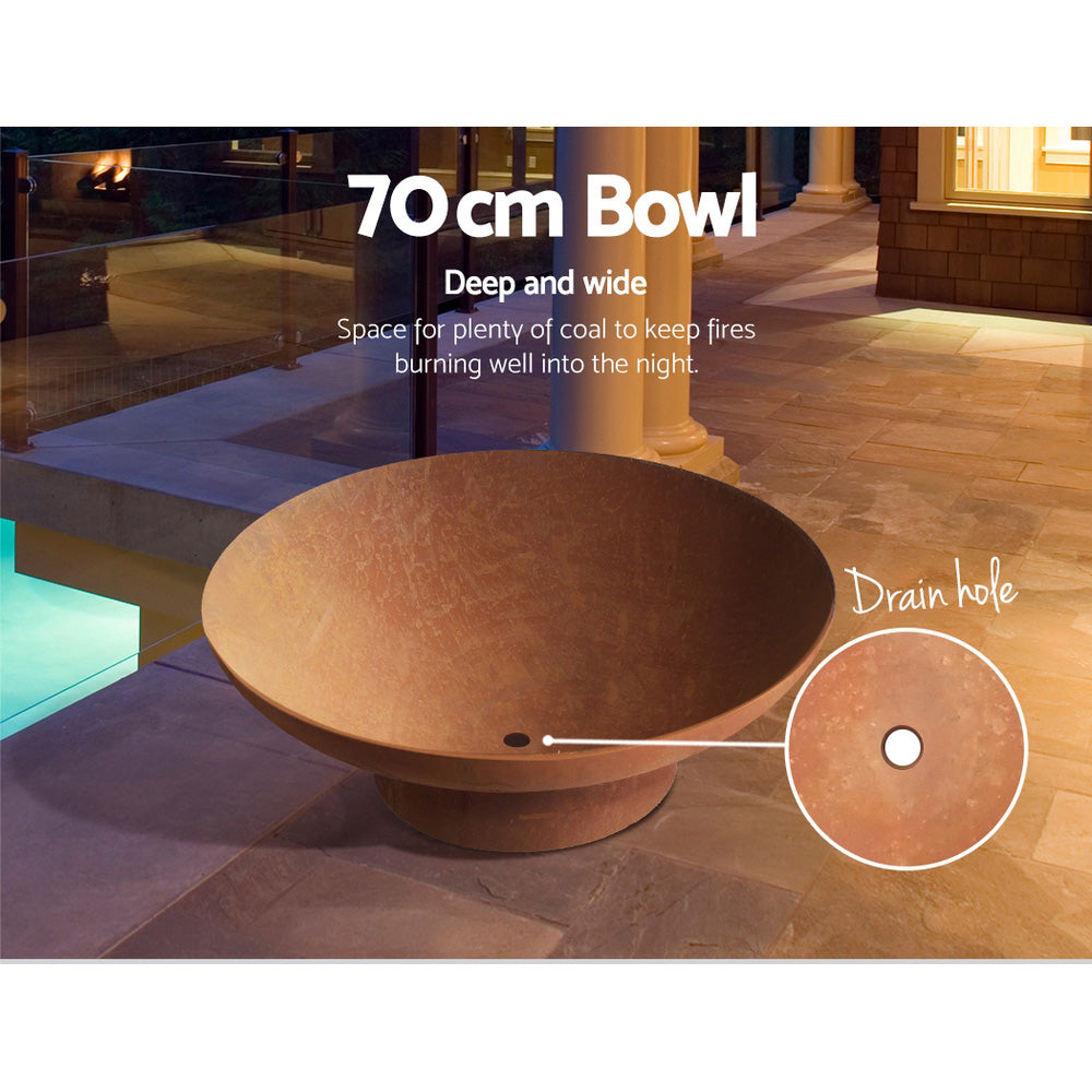 Grillz Fire Pit Bowl Cast Iron Rustic 70cm - VogueDecor.au