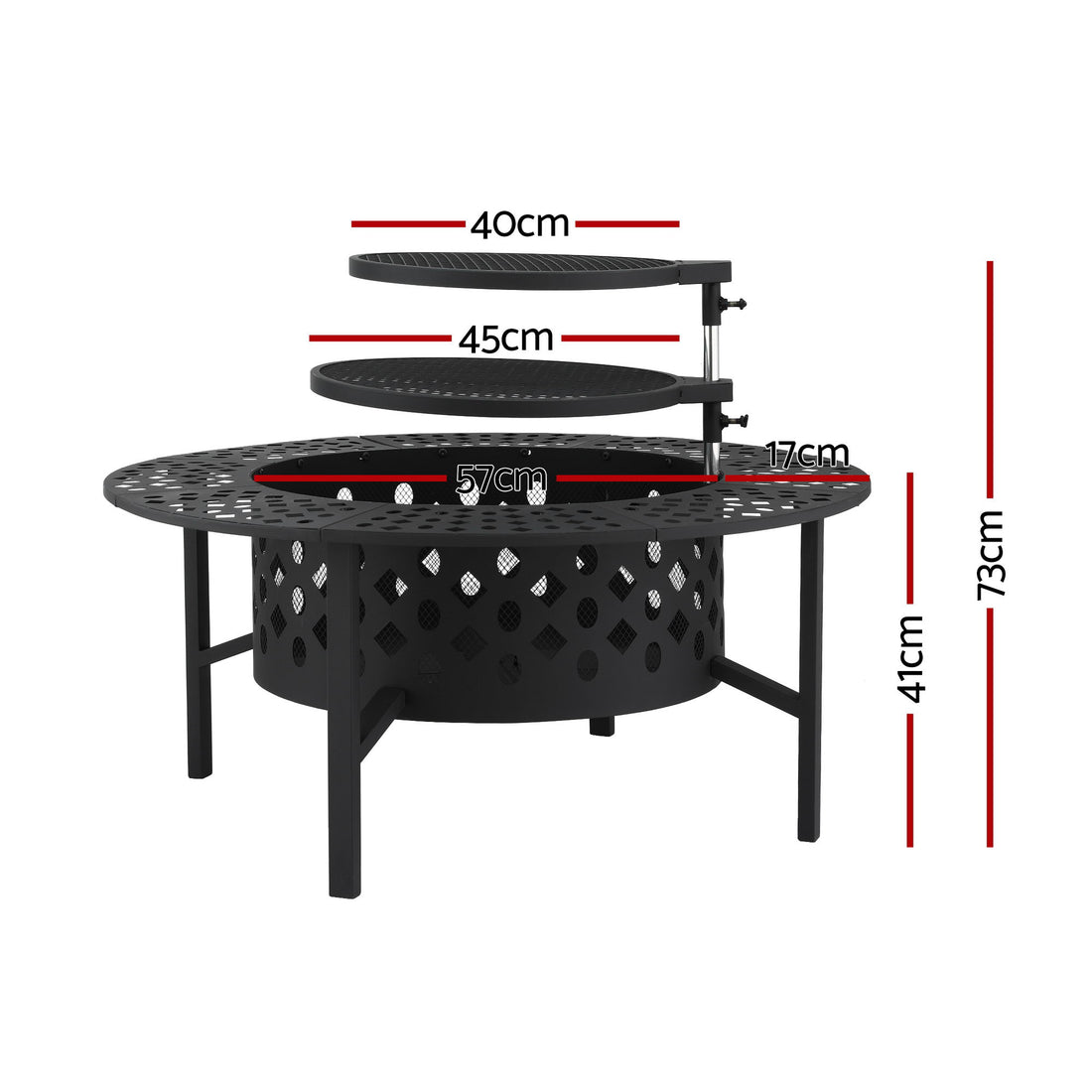 Grillz Fire Pit BBQ Charcoal Smoker Portable Mesh Pits Outdoor Camping Fireplace
