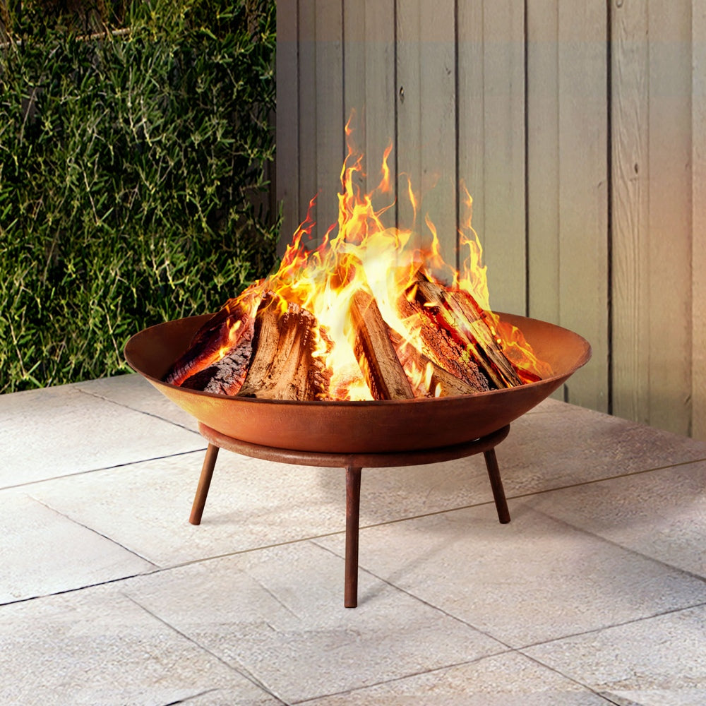 Grillz 56cm Fire Pit Iron Rustic Bowl Outdoor - VogueDecor.au