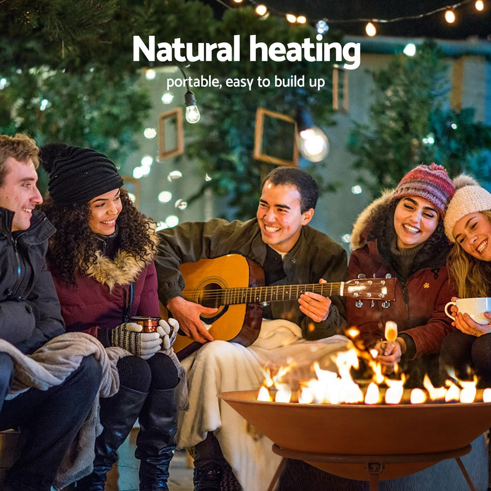 Grillz 70cm Fire Pit Rustic Iron Bowl Outdoor - VogueDecor.au