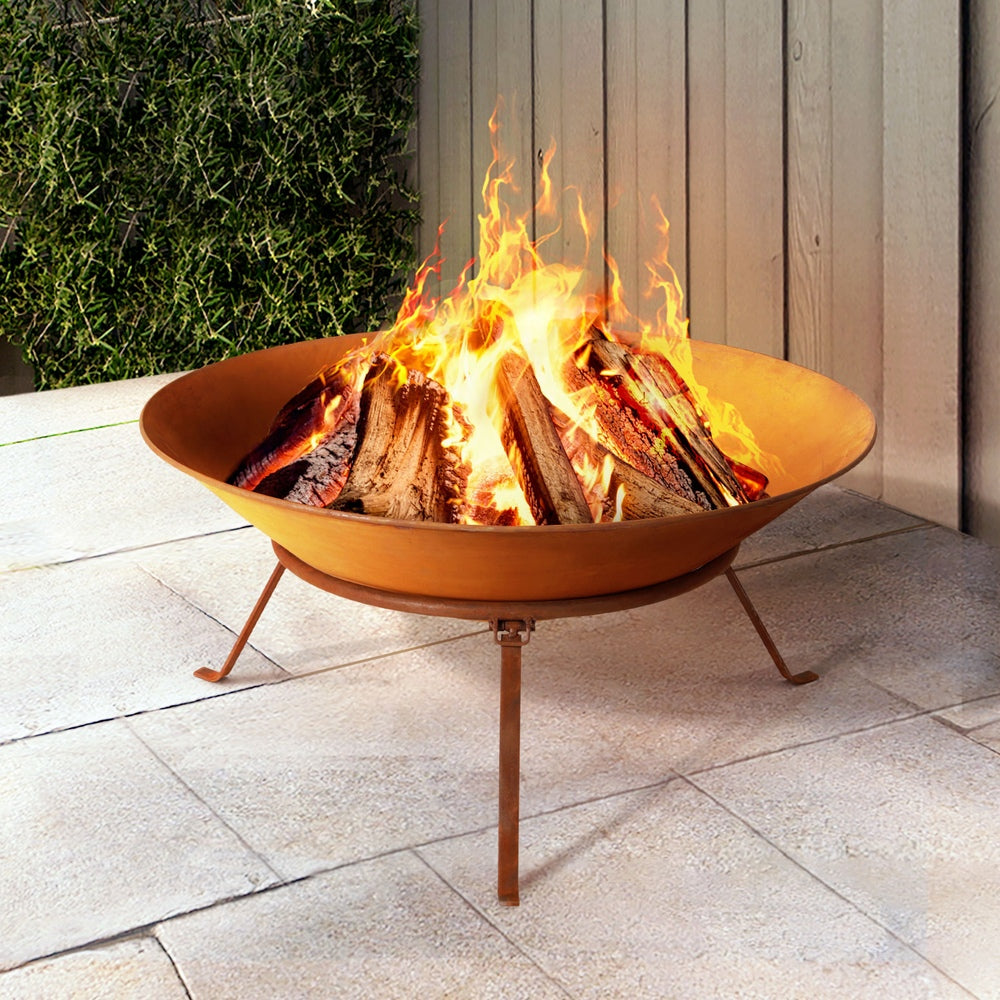 Grillz 70cm Fire Pit Rustic Iron Bowl Outdoor - VogueDecor.au