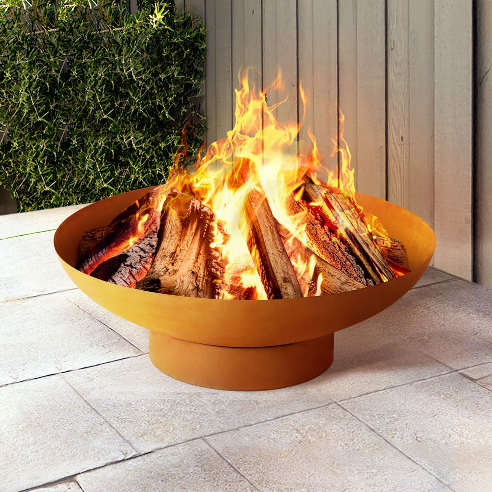 Grillz Fire Pit Iron Bowl 80cm Outdoor Patio Fireplace - VogueDecor.au