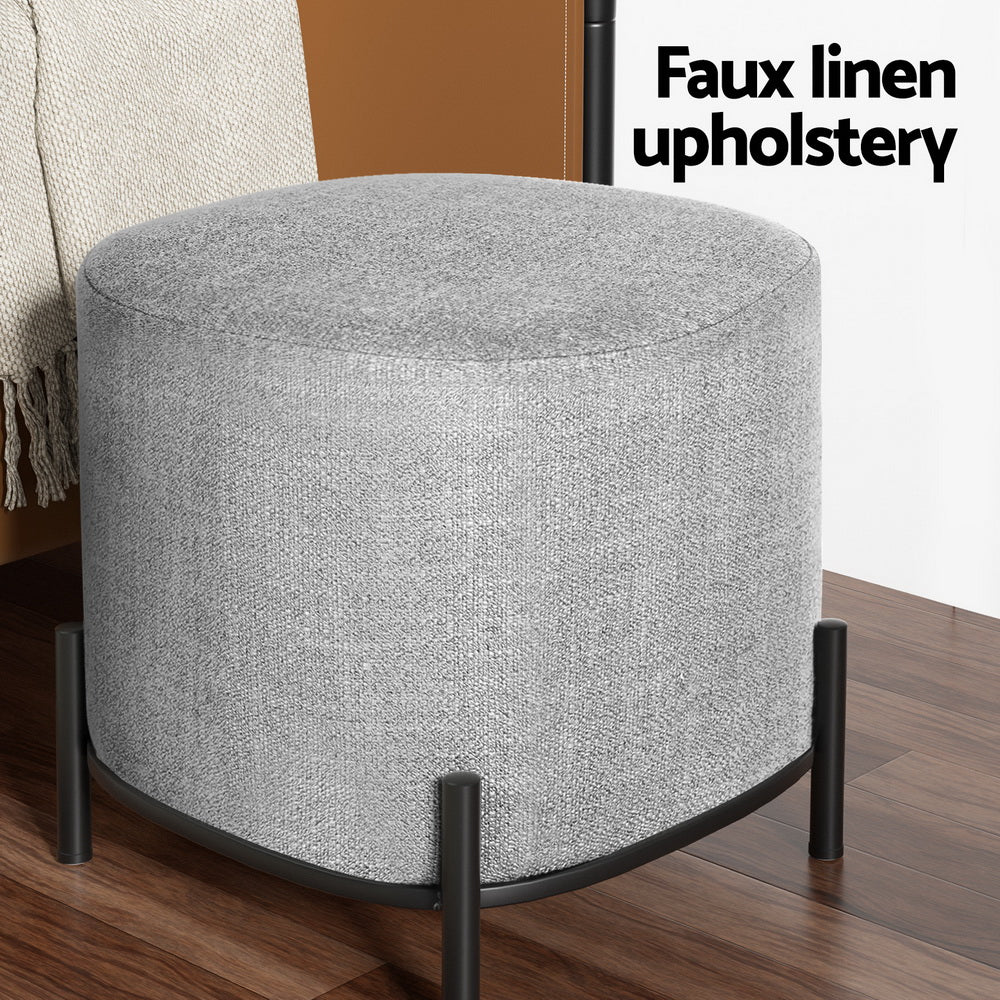 Artiss Ottoman Foot Stool Square Linen Grey - VogueDecor.au