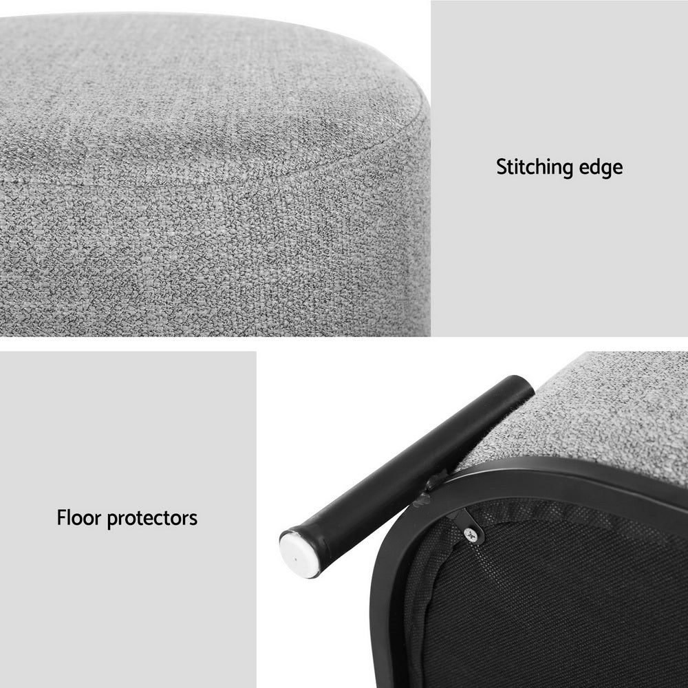 Artiss Ottoman Foot Stool Square Linen Grey - VogueDecor.au