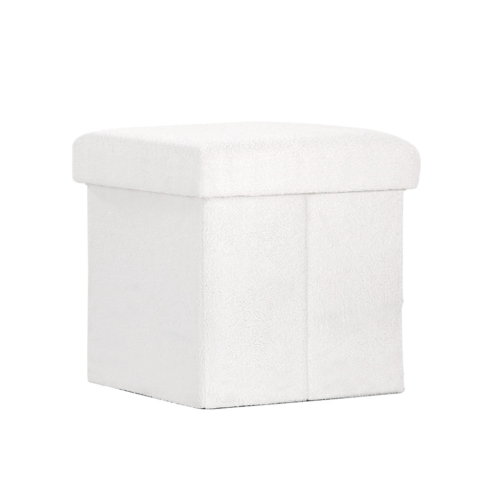 Artiss Ottoman Storage Foot Stool Vanity Square Teddy - VogueDecor.au