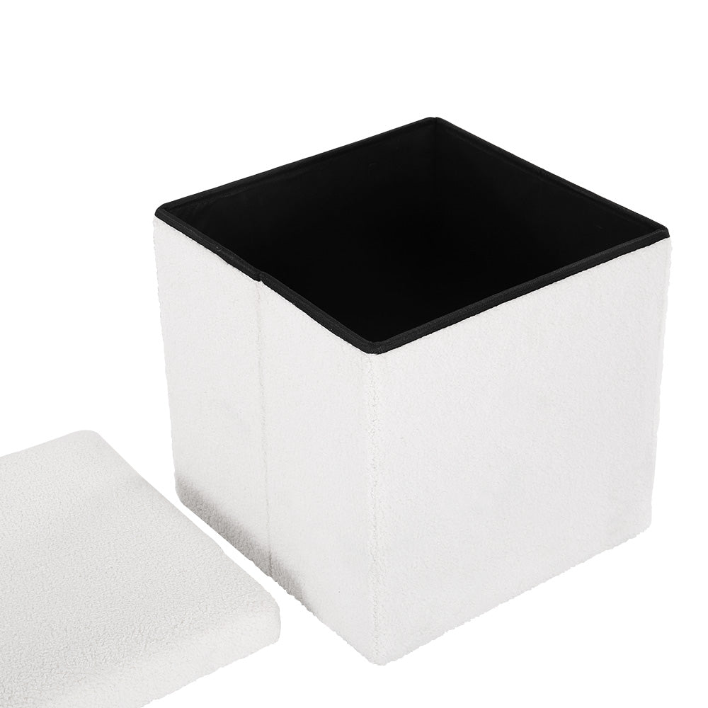 Artiss Ottoman Storage Foot Stool Vanity Square Teddy - VogueDecor.au