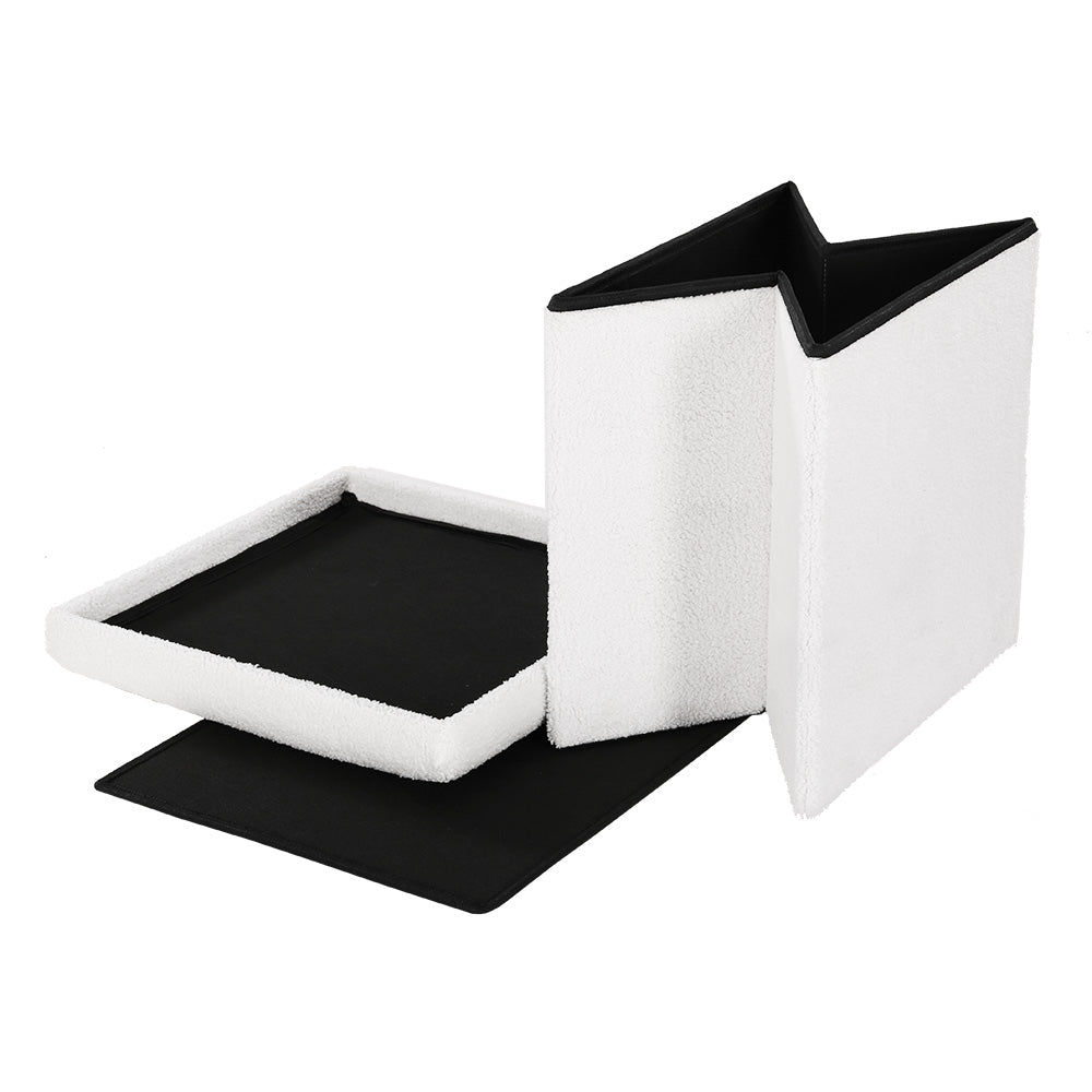 Artiss Ottoman Storage Foot Stool Vanity Square Teddy - VogueDecor.au