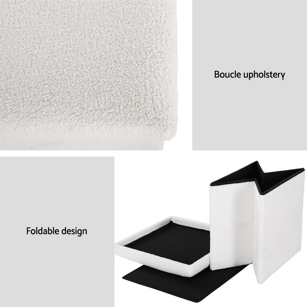 Artiss Ottoman Storage Foot Stool Vanity Square Teddy - VogueDecor.au