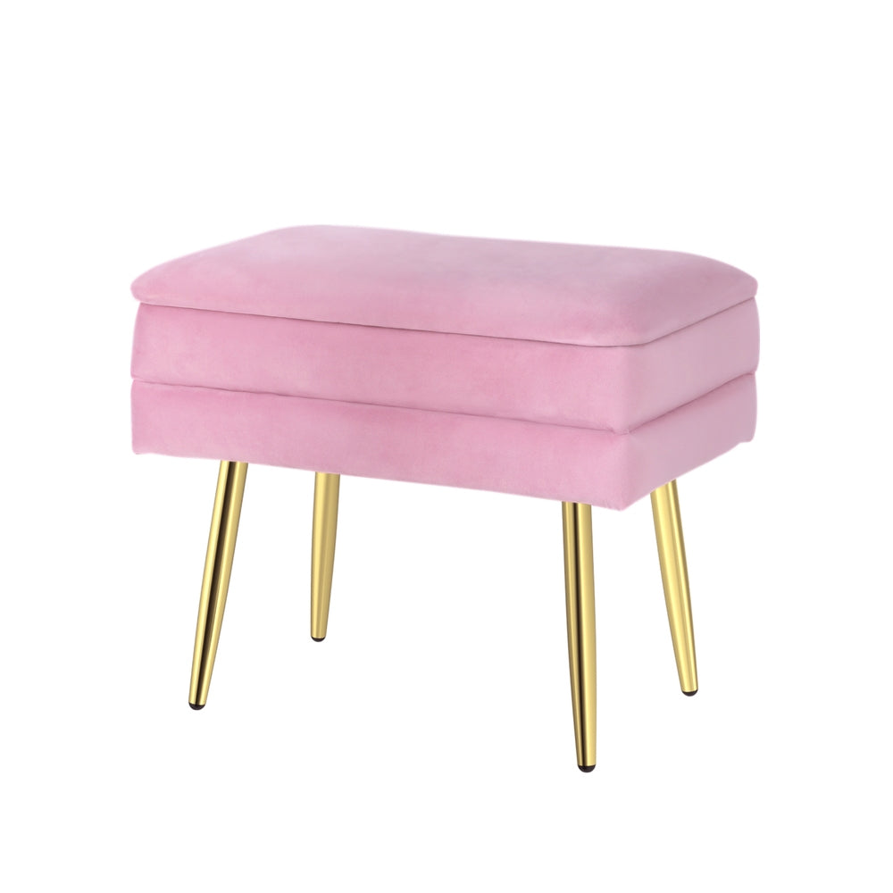 Artiss Ottoman Storage Foot Stool Vanity Velvet Pink - VogueDecor.au