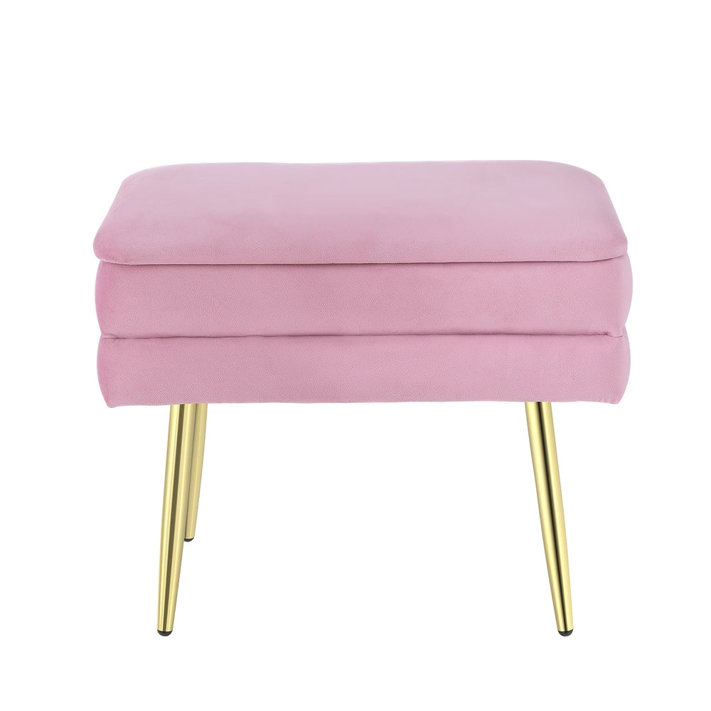 Artiss Ottoman Storage Foot Stool Vanity Velvet Pink - VogueDecor.au