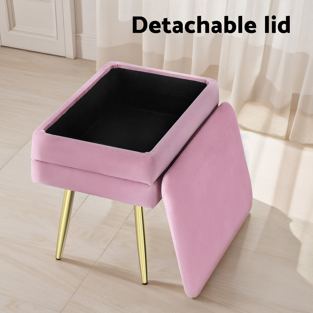 Artiss Ottoman Storage Foot Stool Vanity Velvet Pink - VogueDecor.au