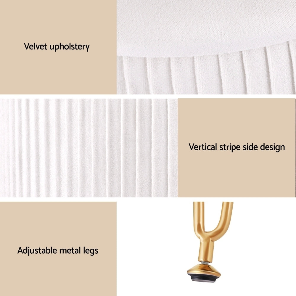 Artiss Ottoman Storage Foot Stool Vanity Velvet Round White - VogueDecor.au