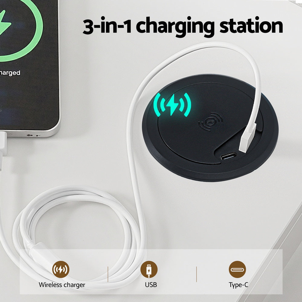 Artiss Buffet Sideboard Cabinet LED Clear Door Kitchen Storage Drawers White - VogueDecor.au