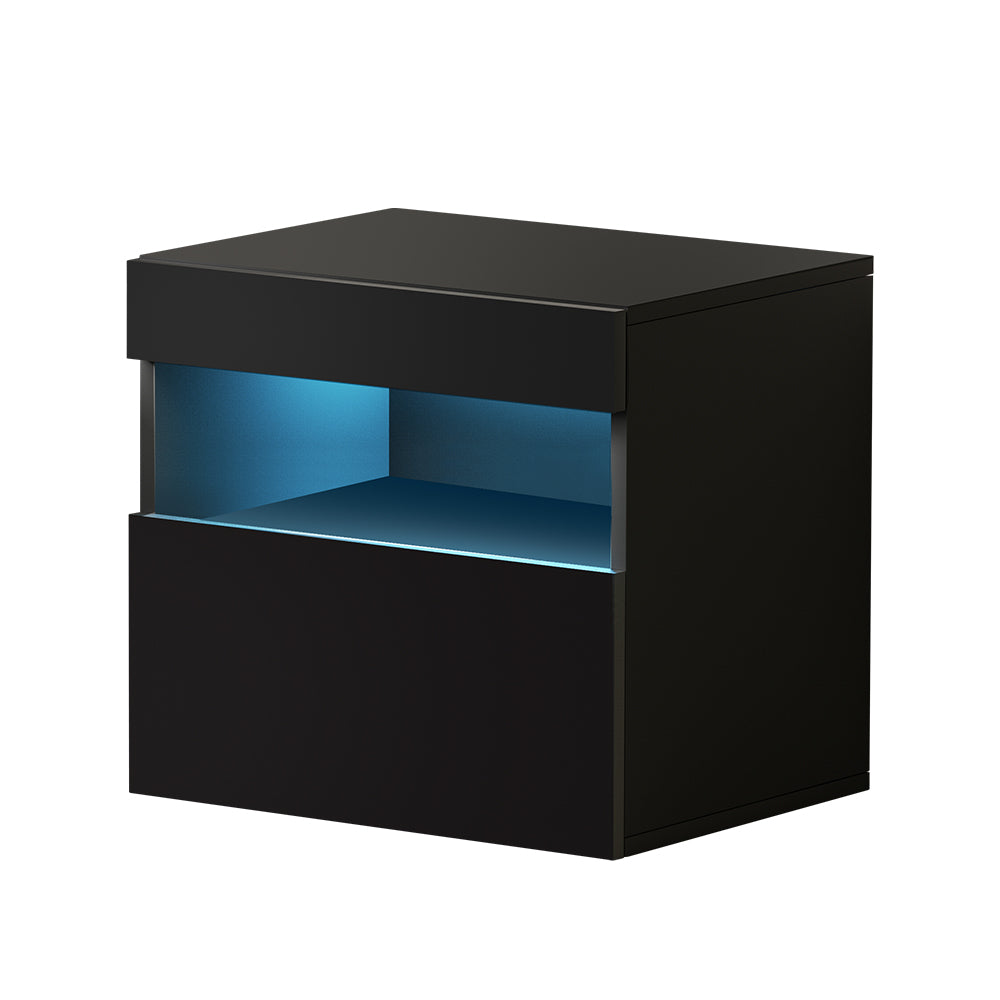 Artiss Bedside Table LED - HERES Black - VogueDecor.au