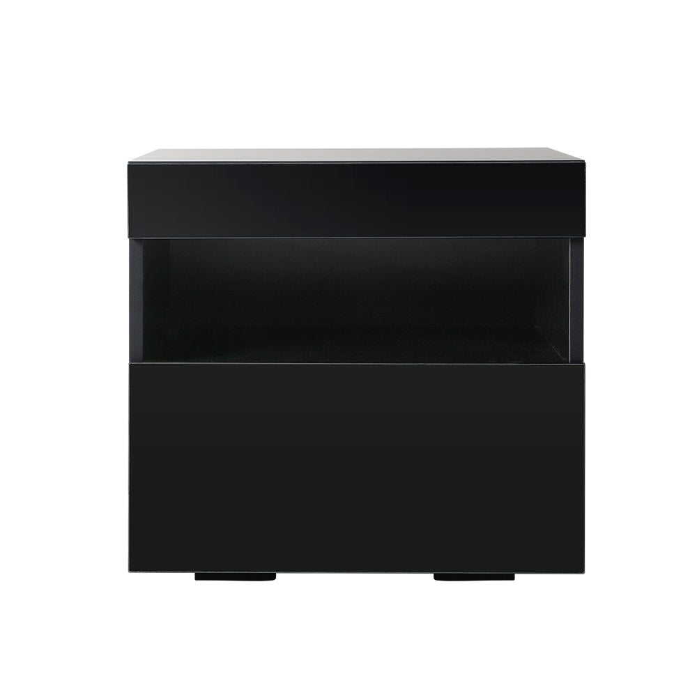 Artiss Bedside Table LED - HERES Black - VogueDecor.au