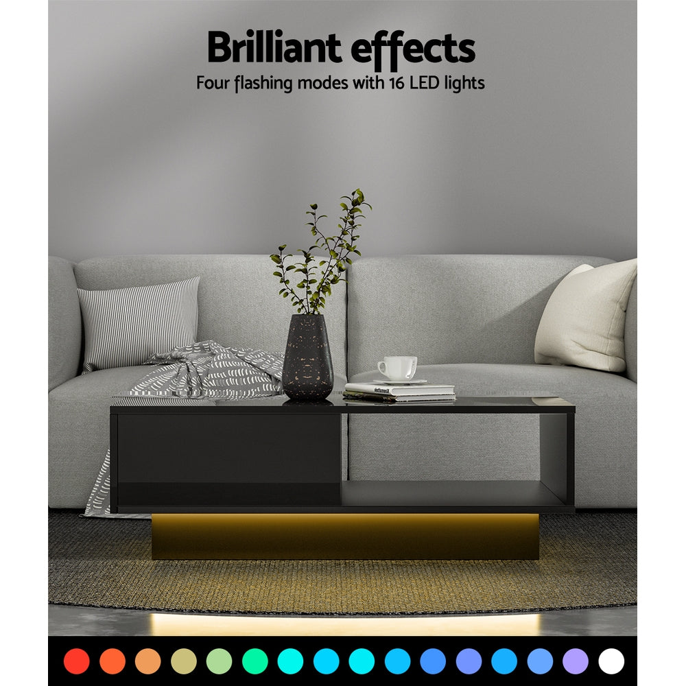 Artiss Coffee Table Led Lights Black - VogueDecor.au