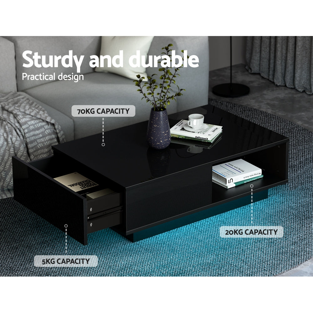 Artiss Coffee Table Led Lights Black - VogueDecor.au