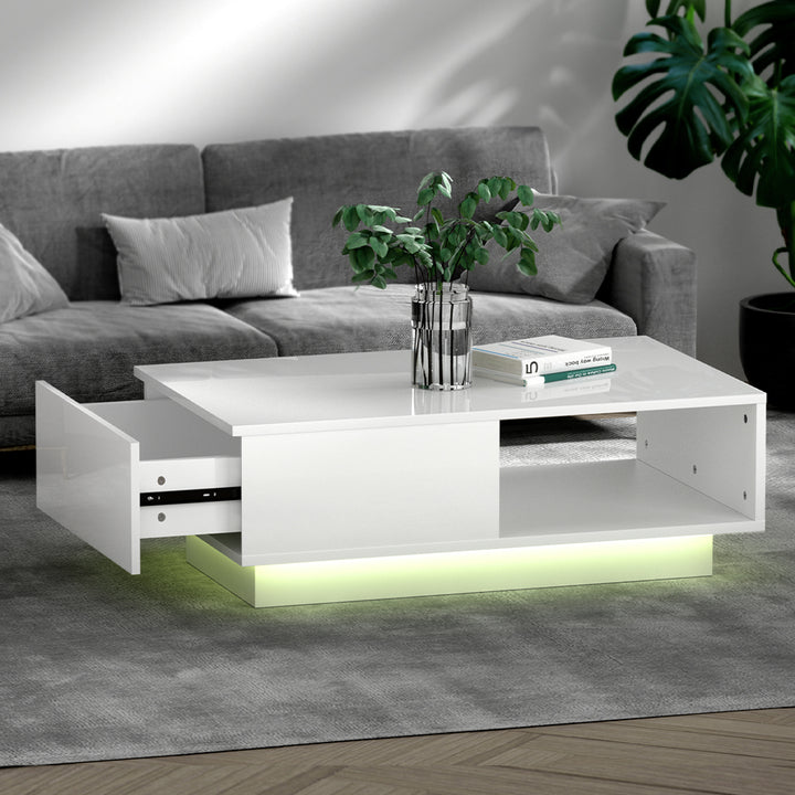 Artiss Coffee Table Led Lights White - VogueDecor.au