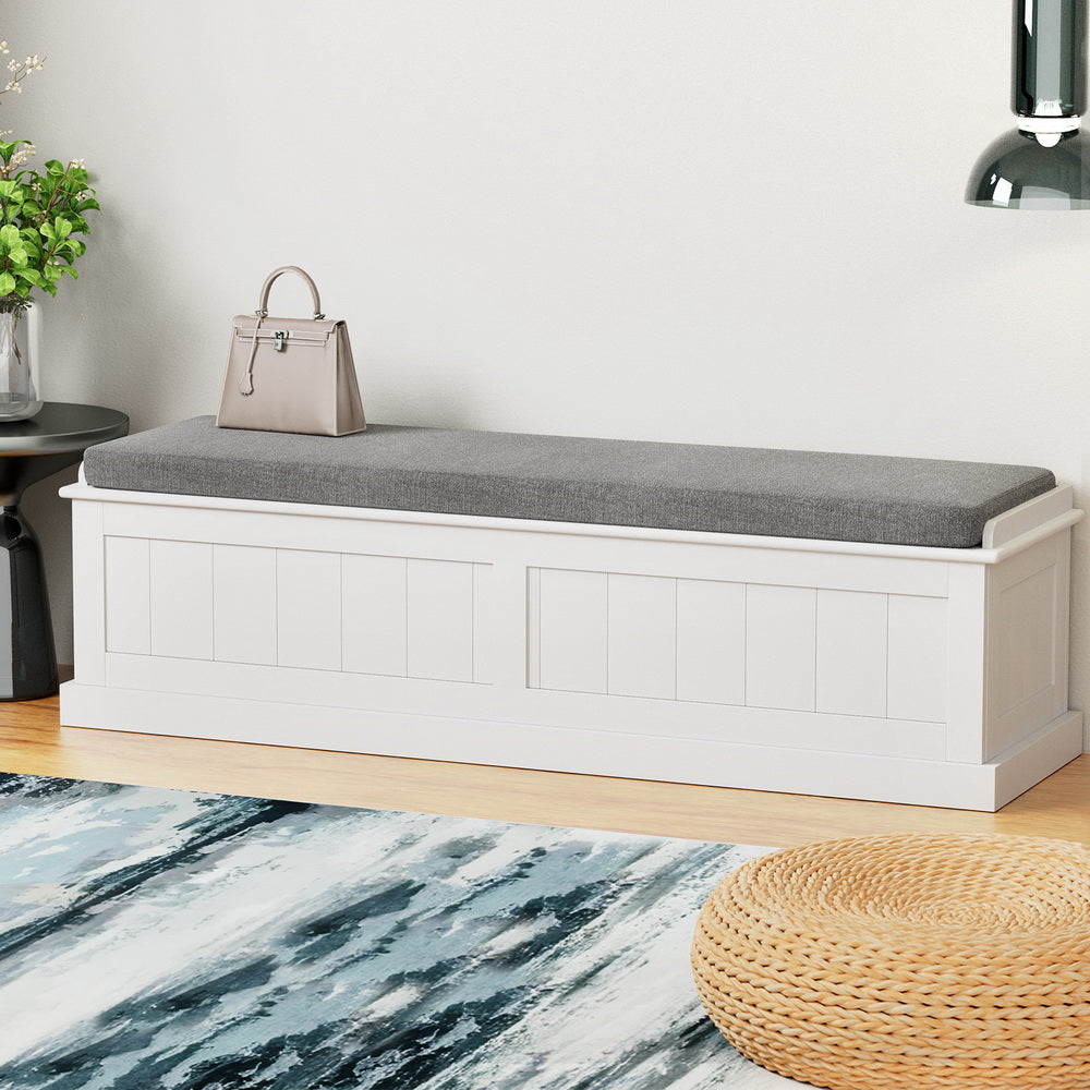 Artiss Storage Ottoman Blanket Box 140cm Fluted Grey - VogueDecor.au