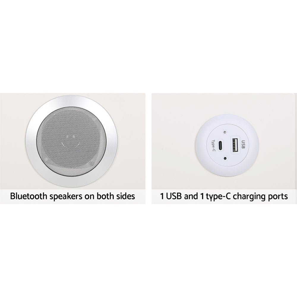 Artiss Smart Bedside Table 2 Drawers with Wireless Charging Ports LED White AIKA - VogueDecor.au