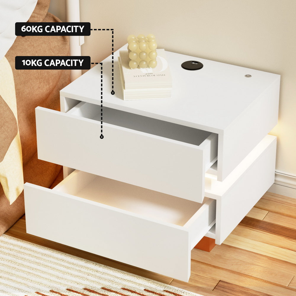 Artiss Smart Bedside Table LED Wireless Charging Ada - VogueDecor.au