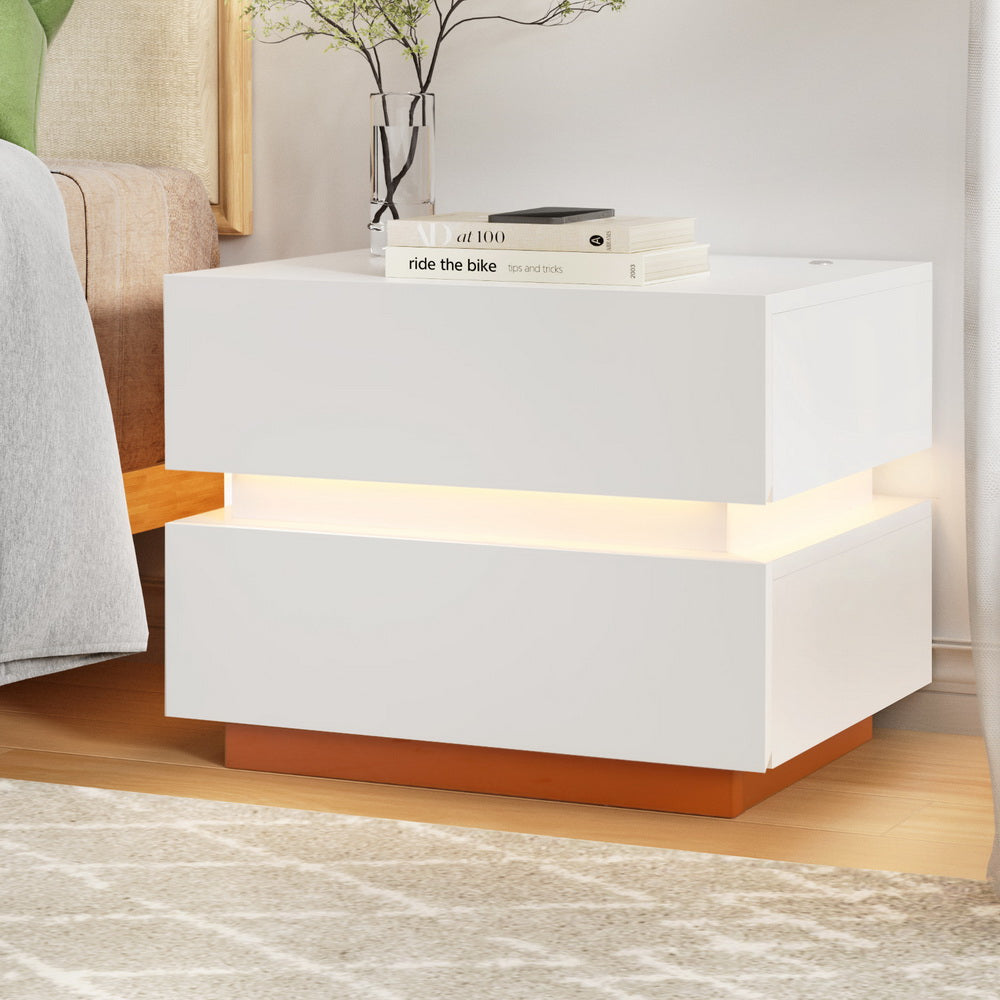 Artiss Smart Bedside Table LED Wireless Charging Ada - VogueDecor.au