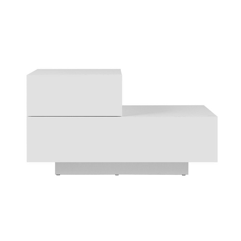 Artiss Bedside Tables LED 2 Drawers - REMI White - VogueDecor.au