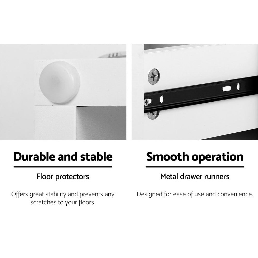 Artiss Bedside Tables LED 2 Drawers - REMI White - VogueDecor.au