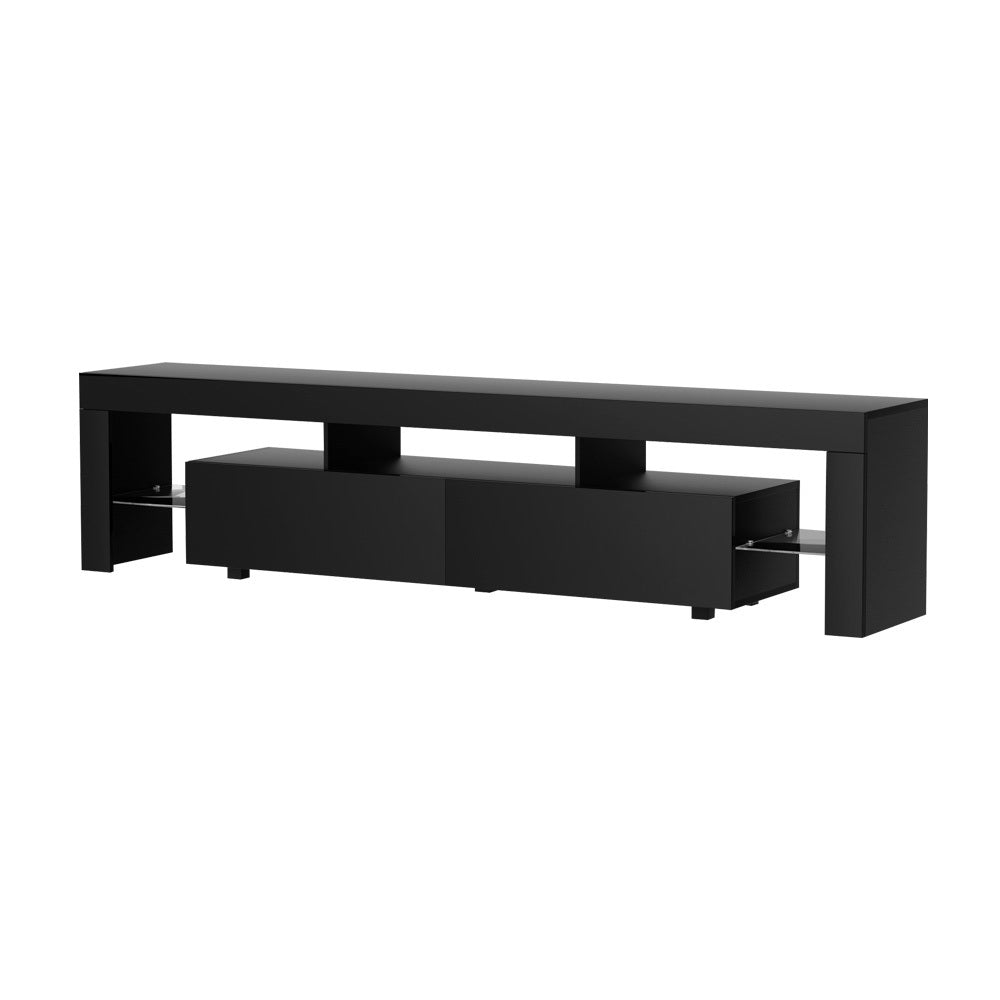 Artiss TV Cabinet Entertainment Unit Stand RGB LED Gloss Furniture 200cm Black - VogueDecor.au